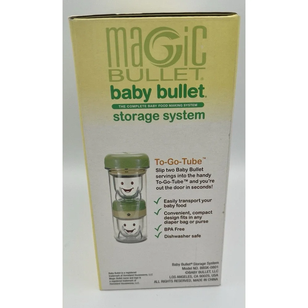 Magic Bullet Baby Bullet Storage System 8 Piece Set & To-Go-Tube NEW